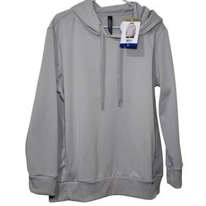 Mondetta Women's Size Lg Performance Hoodie Fleece Side Pockets New - Gull Gray